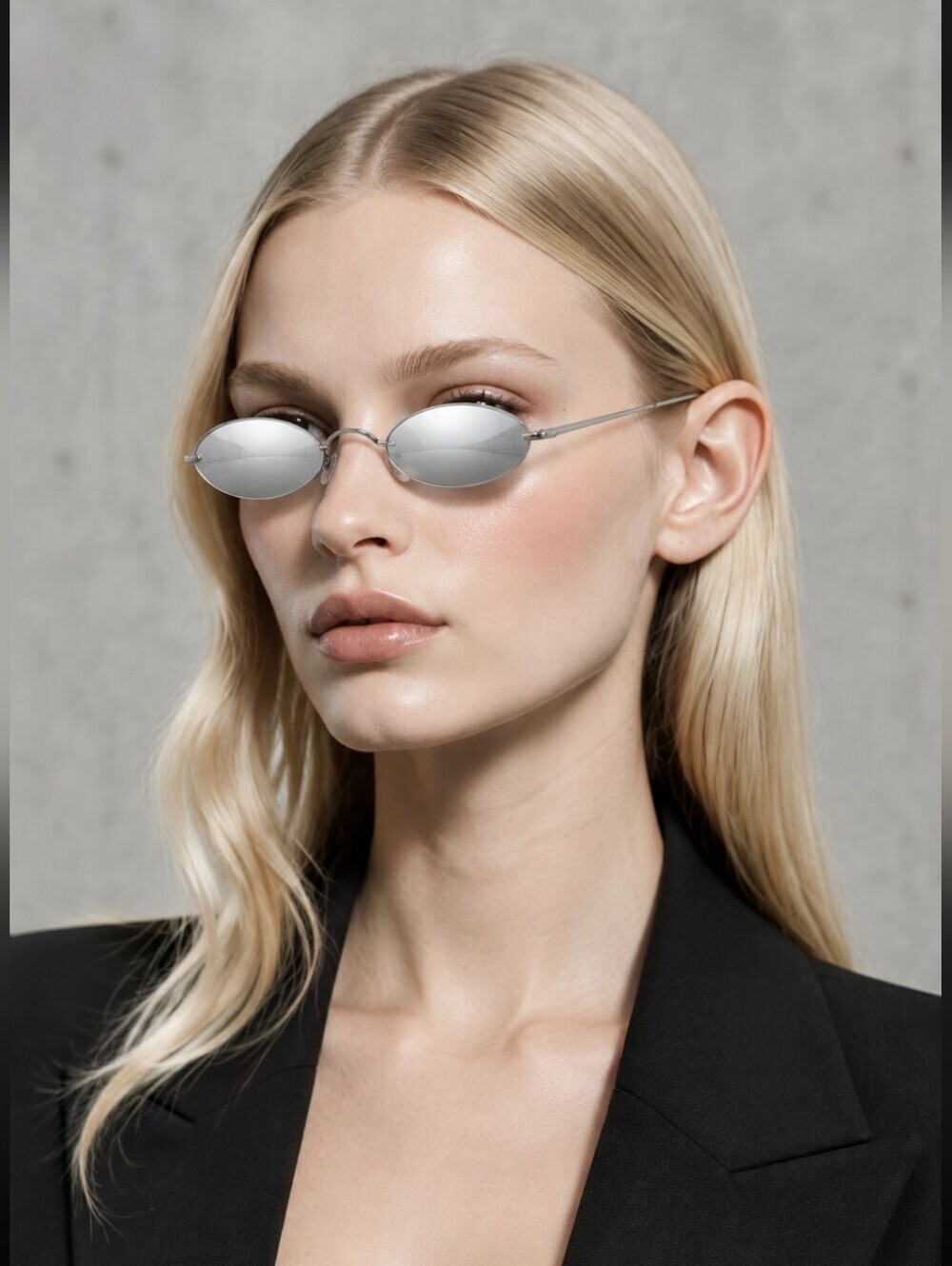 Silver Oval Frames With Silver White Lenses Vintage Fashion Classic Sung…